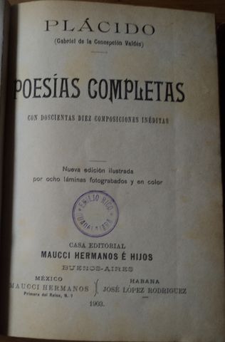 HOJA DE DATOS, PLACIDO, GABRIEL DE LA CONCEPCION VALDES,1903
